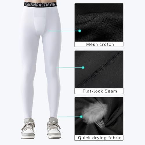 3 Pack Boys' Youth Compression Leggings Pants Tights Athletic Base Layer For Running Hockey Basketball