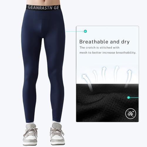 3 Pack Boys' Youth Compression Leggings Pants Tights Athletic Base Layer For Running Hockey Basketball
