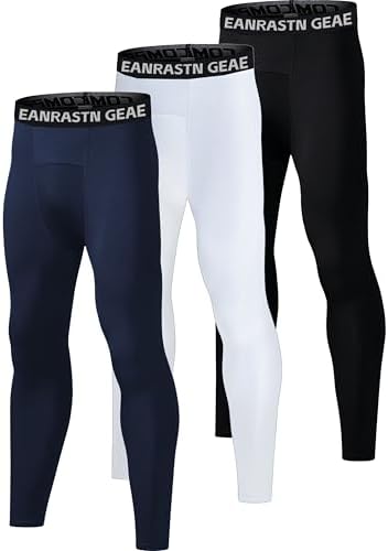 3 Pack Boys' Youth Compression Leggings Pants Tights Athletic Base Layer for Running Hockey Basketball