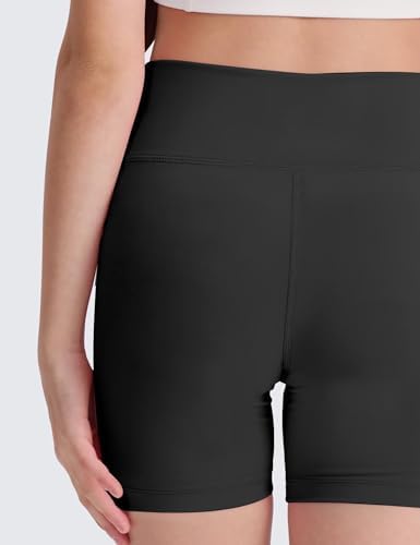 3 Pack Girls 4'' High Waisted Black Biker Shorts Athletic Running Yoga Shorts For Kids Teen