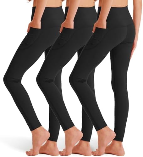 3 Pack Girls' Leggings with Pockets Ankle Length Athletic Yoga Pants for Kids Clothes