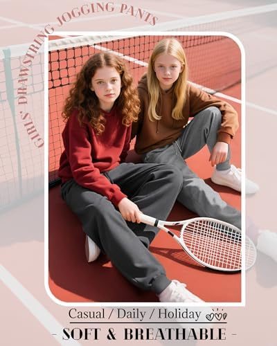 3 Pack Joggers For Girls Kids Sweatpants Ribbed Cuff Elastic Waist Drawstring Fall Casual Teen Pants With Pockets