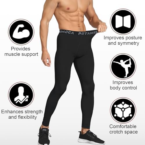 3 Pack Men's Compression Pants Athletic Tight Leggings Gym Base Layer Bottoms For Running Workout Sports