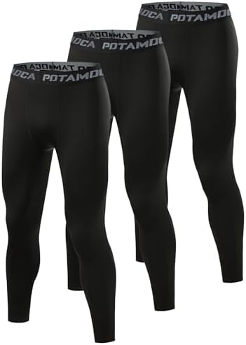 3 Pack Men's Compression Pants Athletic Tight Leggings Gym Base Layer Bottoms for Running Workout Sports