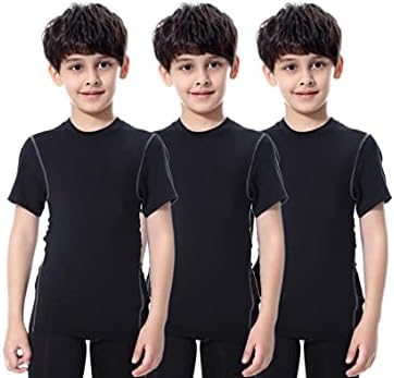 3 Pack Youth Boys Compression Shirt Athletic Short Sleeve Football Undershirts Quick Dry Jerseys Soccer Shirts