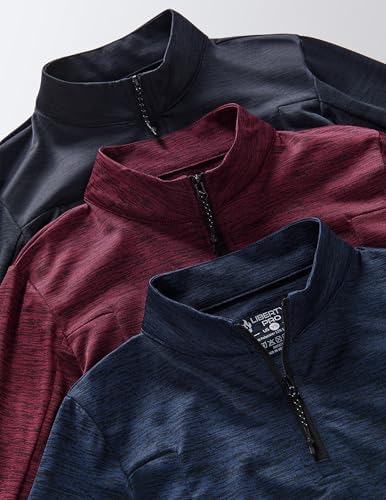 3 Pack Youth Boys Slim Fit Athletic Quarter Zip Pullover Shirts Lightweight Long Sleeve Jackets Performance Tops