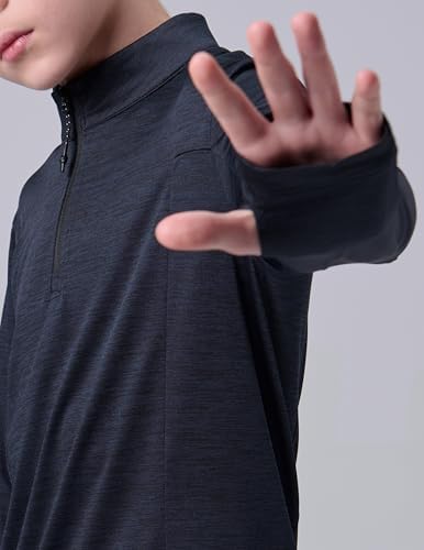 3 Pack Youth Boys Slim Fit Athletic Quarter Zip Pullover Shirts Lightweight Long Sleeve Jackets Performance Tops