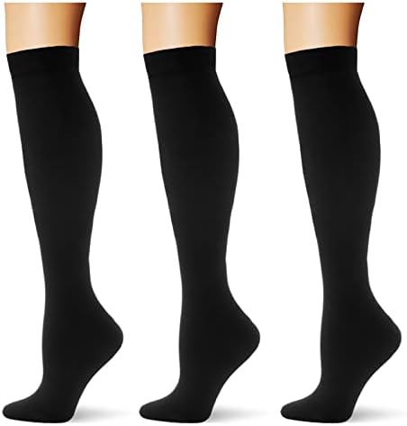 (3 pairs) Compression Socks 20-30 mmHg Long Knee High Socks for Women Men Support Athletic Travel Daily Wear