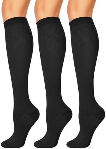 3 Pairs Compression Socks for Women & Men 15-20 mmHg Best Support for Cycling Athletic Hiking Running