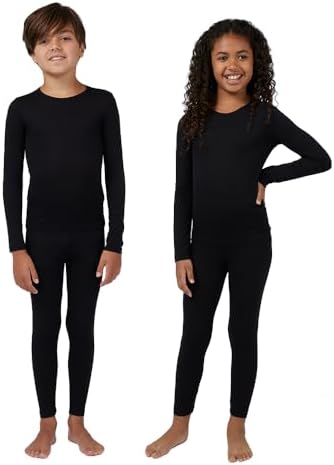 32 Degrees Heat Unisex Kids 2 Piece Baselayer Long Sleeve Crew Neck & Legging Set 4-Way Stretch Form Fitting Thermal