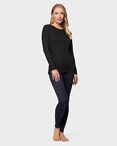 32 Degrees Women's Lightweight Baselayer Crew Top Long Sleeve Form Fitting 4-Way Stretch Thermal