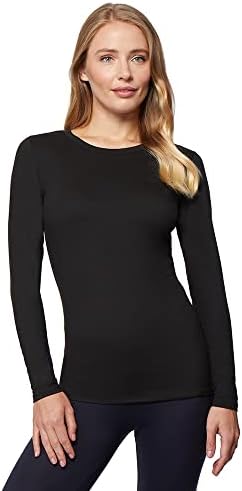 32 Degrees Women's Lightweight Baselayer Crew Top Long Sleeve Form Fitting 4-Way Stretch Thermal