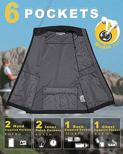 33 000ft Men's Windproof Lightweight Golf Vest Outerwear With Pockets Softshell Sleeveless Jacket For Running Hiking Sports