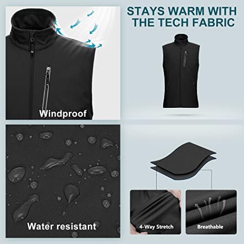 33 000ft Men's Windproof Lightweight Golf Vest Outerwear With Pockets Softshell Sleeveless Jacket For Running Hiking Sports