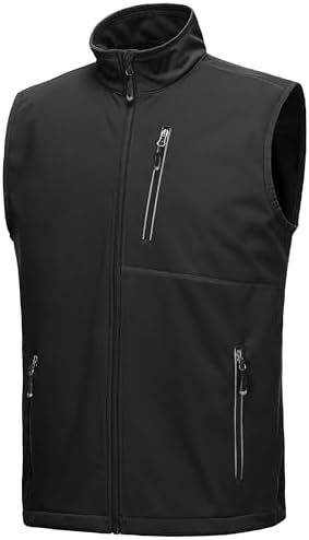 33 000ft Men's Windproof Lightweight Golf Vest Outerwear with Pockets Softshell Sleeveless Jacket for Running Hiking Sports