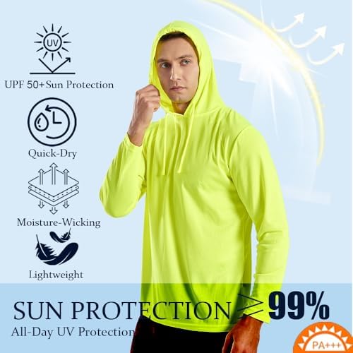 3PC Or 6PC Men’s UPF 50+ Sun Protection Lightweight Long Sleeve Hoodie Quick-Dry SPF UV Shirt For Outdoor Active Wear