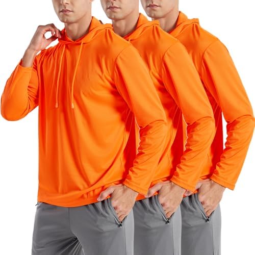 3PC or 6PC Men’s UPF 50+ Sun Protection Lightweight Long Sleeve Hoodie Quick-Dry SPF UV Shirt for Outdoor Active Wear