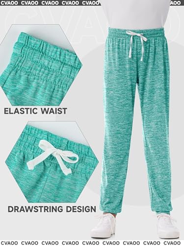 4 Pack Girls Sweatpants Jogger Lightweight Dry-Fit Active Athletic Kids Joggers With Pockets & Drawstring
