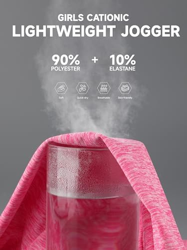 4 Pack Girls Sweatpants Jogger Lightweight Dry-Fit Active Athletic Kids Joggers With Pockets & Drawstring