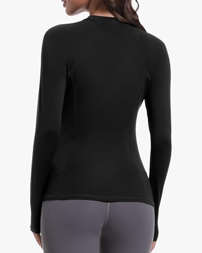 4 Pack Women's Long Sleeve Compression Shirts Dry Fit Workout Athletic Sun Protection Cooling Tops For Yoga Running Gym