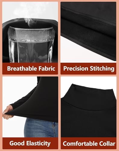 4 Pack Women’s Thermal Turtleneck Shirts Women Turtle Neck Fleece Lined Compression Long Sleeve Base Layer Tops