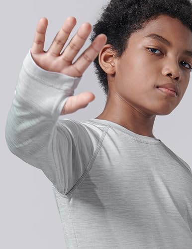 4 Pack: Youth Boys Long Sleeve Shirts Dry Fit Athletic Clothes For Teens Kids Active Performance Tshirts With Thumb Holes