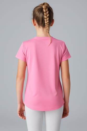 4 Pack: Youth Girls Athletic Shirts Short Sleeve Dry Fit Apparel Tech Tshirts Sports Activewear For Kids Teens