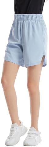 4 Packs Girls Athletic Shorts With Pockets Running Active Shorts Dry-Fit Sports Workout Shorts For Kids Teens