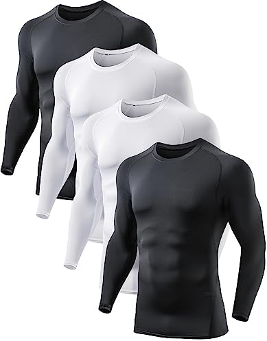 5 or 4 Pack Compression Shirts for Men Long Sleeve Athletic Base Layer Undershirt Gear T Shirt for Workout