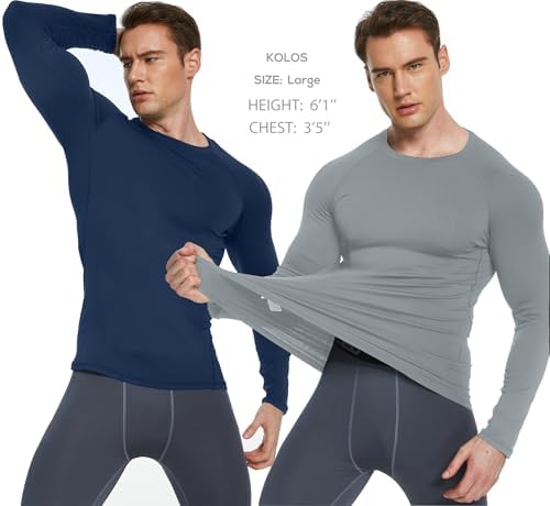 5 Or 4 Pack Men's Thermal Compression Shirt Fleece Lined Long Sleeve Athletic Base Layer Cold Weather Gear Workout Top