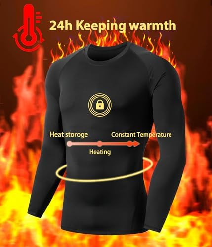 5 Or 4 Pack Men's Thermal Compression Shirt Fleece Lined Long Sleeve Athletic Base Layer Cold Weather Gear Workout Top