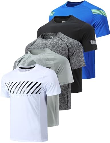5 Pack Boys Athletic T Shirts Youth Kids Dry Fit Short Sleeve Tees Performance Tops Activewear Clothing Bulk