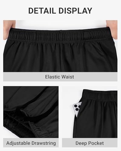 5 Pack Boys Basketball Shorts Kids Youth Athletic Short Boy Quick Dry Sport Clothes With Pockets Size 7-14 Years