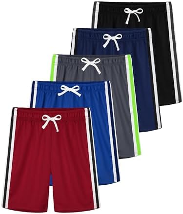 5 Pack Boys Shorts Boys Athletic Basketball Mesh Kids Soccer Gym Shorts Clothes Quick Dry Active Sports Shorts