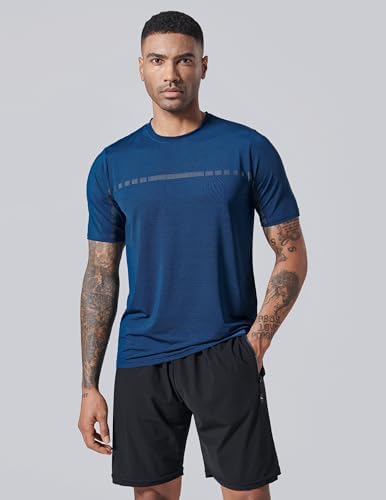 5 Pack Men’s Active Quick Dry Crew Neck T Shirts Athletic Running Gym Workout Short Sleeve Tee Tops Bulk