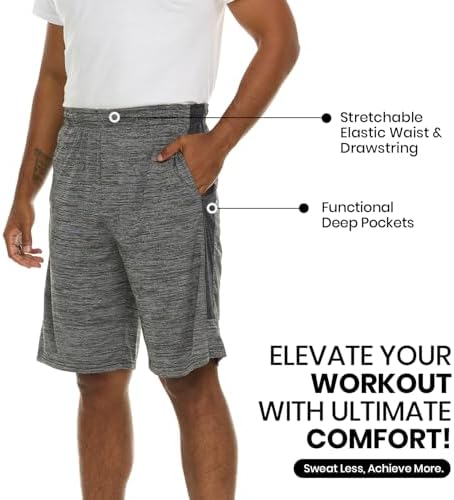 5 Pack: Men's Dry-Fit Sweat Resistant Active Athletic Performance Shorts