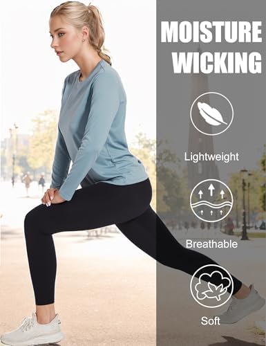 5 Pack Women Long Sleeve Shirts Running UV Rash Guard Casual Tops Sun Protection Workout Hiking T Shirts For Women