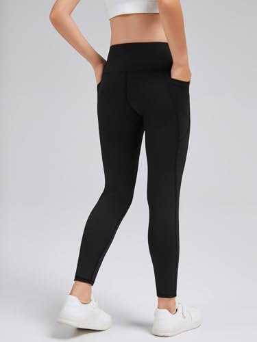 5 Packs Girls Athletic Leggings Kids Yoga Pants With Pockets High Waist Leggings Yoga Dance Workout Running