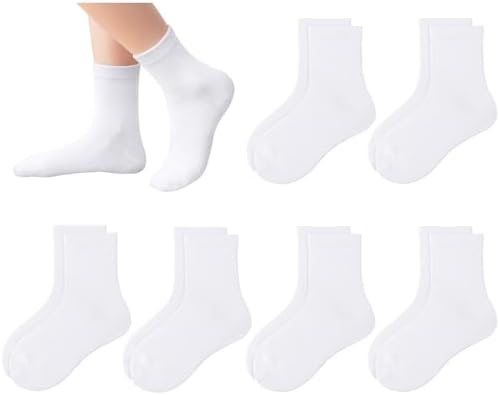 6 Pack Kids Socks Girls Socks for School Uniform Soft Cotton Seamless Toe Athletic Crew Socks
