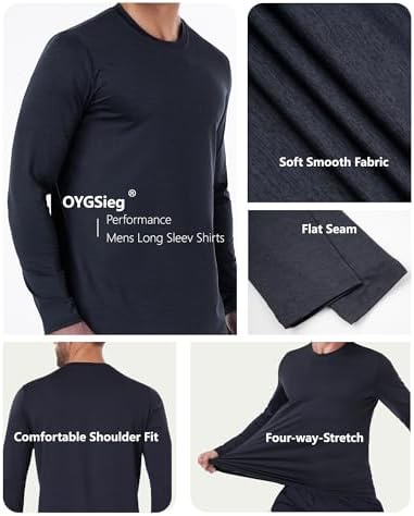 6 Pack Men's Quick Dry Long Sleeve Shirts UPF 50+ UV Sun Protection SPF Shirt Moisture Wicking T-Shirt For Casual Workout