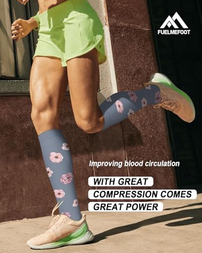 6 Pairs Compression Socks For Women & Men 15-20mmHg Graduated Support Knee High Socks For Nurses Travel Athletic