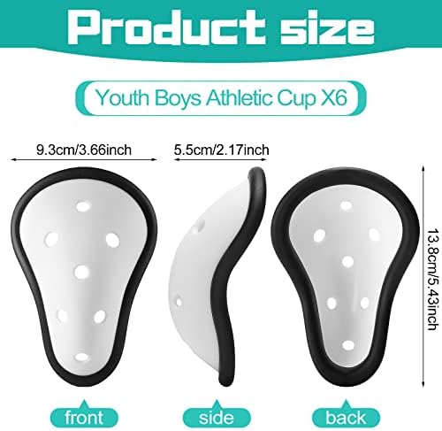 6 Pcs Youth Athletic Cups For Boys Ages 8-12 Protective Football Baseball Cup For Boys Sports Homecoming Game Day