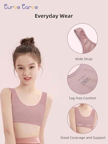 7 Packs Girls Sports Bra Crop Tops For Kids Training Bra Cute Crop Tops For Girls Cami Bra 8-14 Years