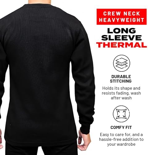 Access Heavyweight Crew Neck Thermal Shirts For Men Crafted From Rugged Waffle Knit Fabric Men's Thermal Long Sleeve Shirt