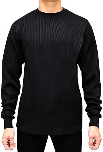 Access Heavyweight Crew Neck Thermal Shirts for Men Crafted from Rugged Waffle Knit Fabric Men's Thermal Long Sleeve Shirt