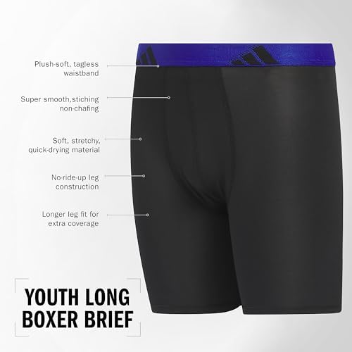 Adidas Boys' Performance Boxer Briefs Underwear For Kids (4-Pack)