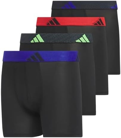 adidas Boys' Performance Boxer Briefs Underwear for Kids (4-Pack)