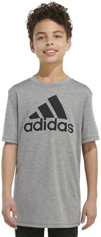 Adidas Boys' Plus Size Short Sleeve Aeroready Performance Logo Tee T-Shirt