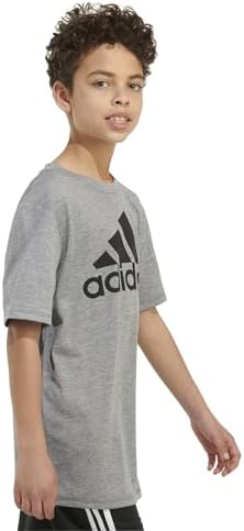 Adidas Boys' Plus Size Short Sleeve Aeroready Performance Logo Tee T-Shirt