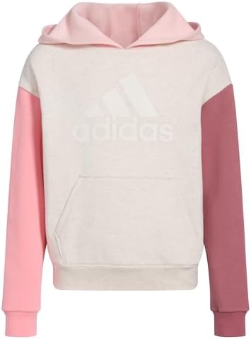 adidas Girls' Long Sleeve Graphic Fleece Hooded Pullover